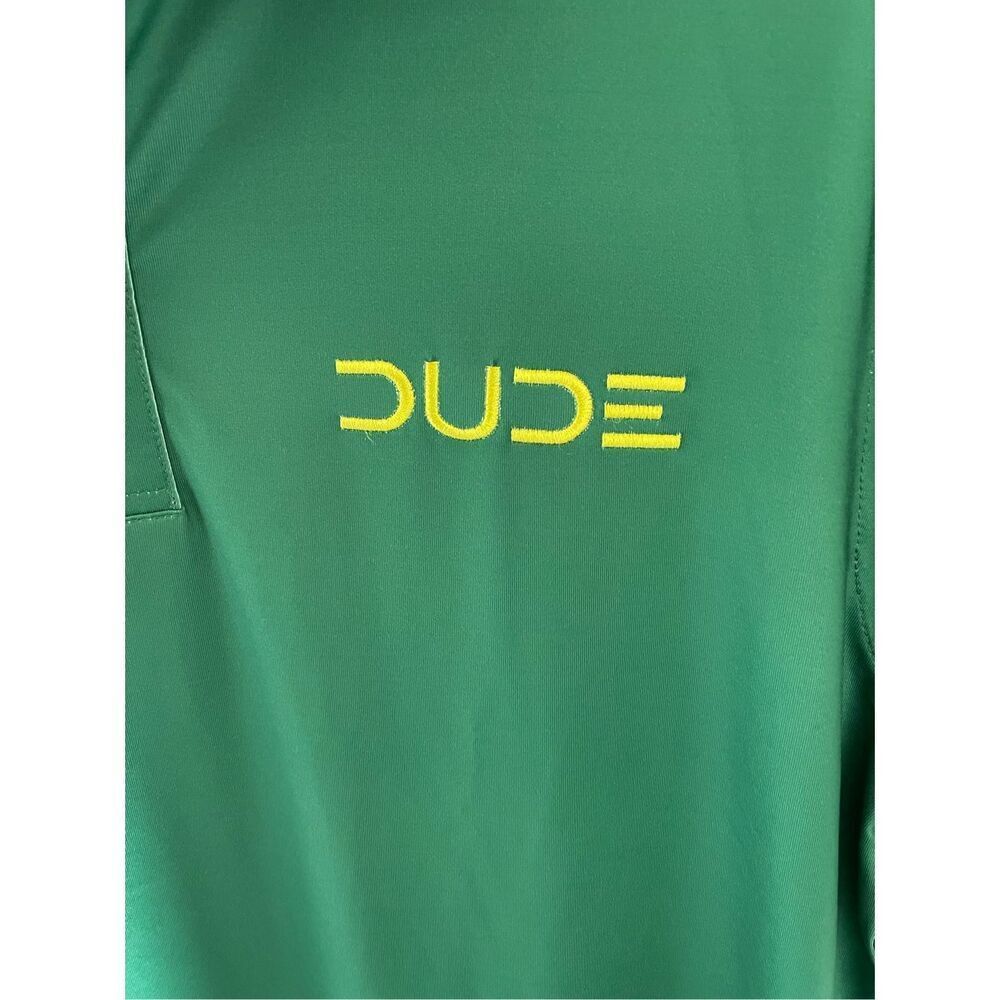 Waggle Green Gold polo with Yellow DUDE embroidered logo on left chest A24 - Picture 4 of 5